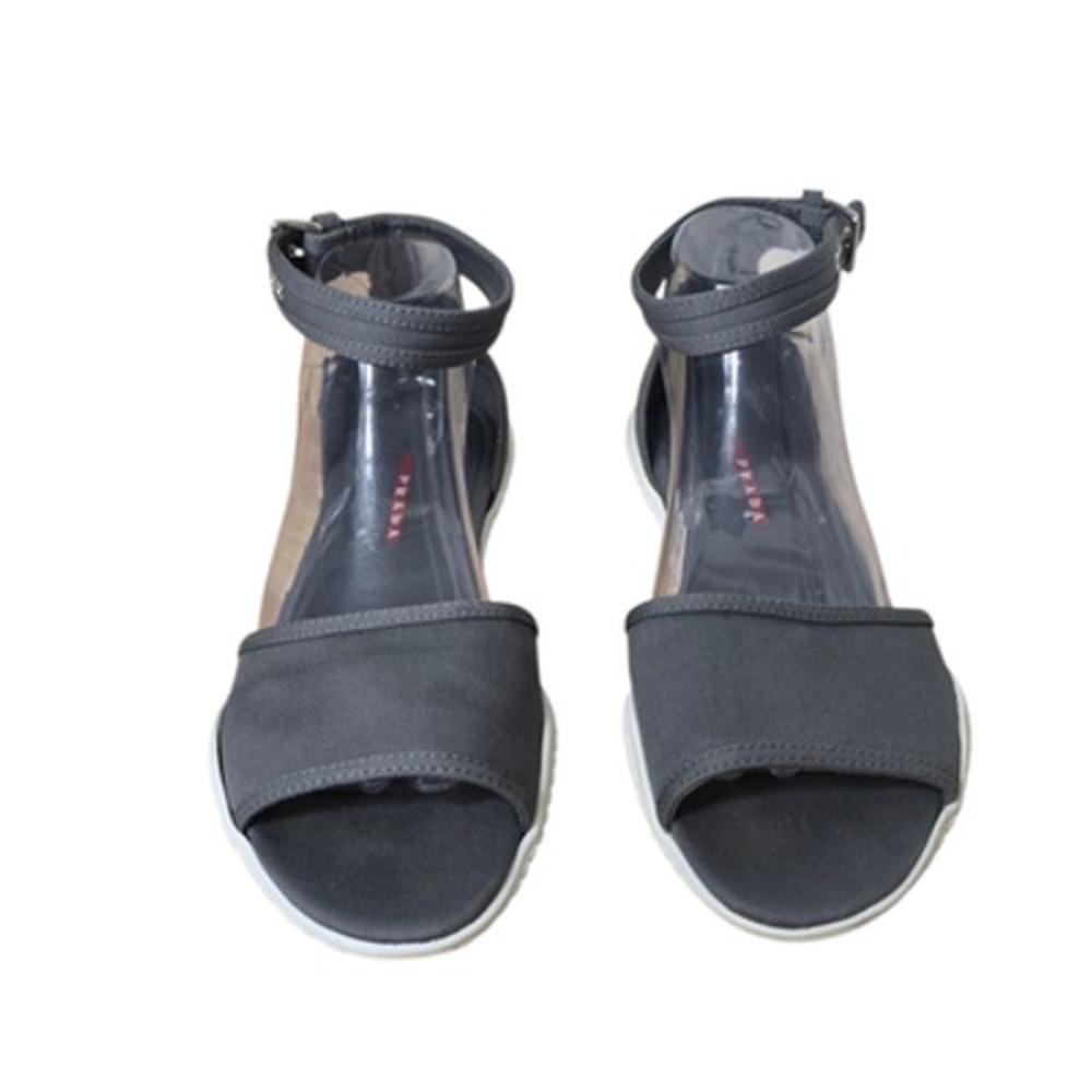 Prada Sandals Womens Size 40 US 10 Gray Ankle‎ Strap Flat Rubber Sole 3X5861 - Picture 10 of 12